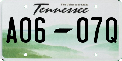 TN license plate A0607Q