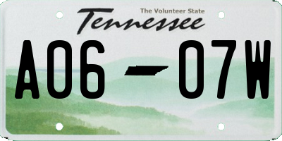 TN license plate A0607W