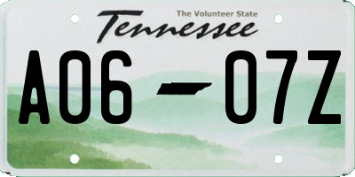 TN license plate A0607Z