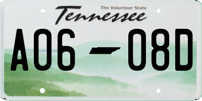 TN license plate A0608D