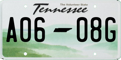 TN license plate A0608G