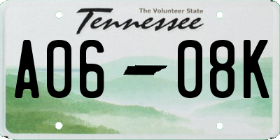 TN license plate A0608K