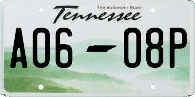 TN license plate A0608P