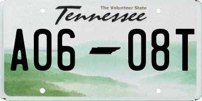 TN license plate A0608T