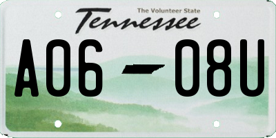 TN license plate A0608U