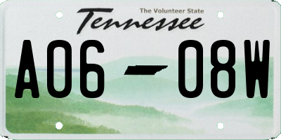 TN license plate A0608W
