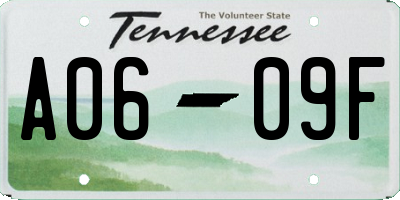 TN license plate A0609F