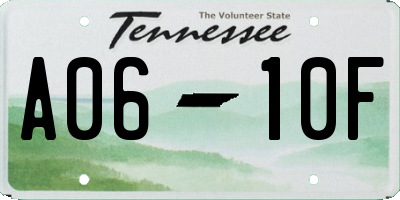 TN license plate A0610F