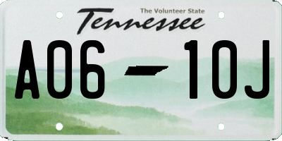 TN license plate A0610J