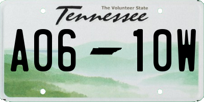 TN license plate A0610W