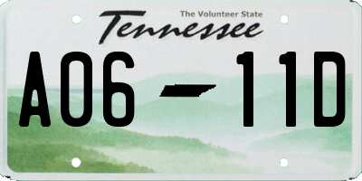 TN license plate A0611D