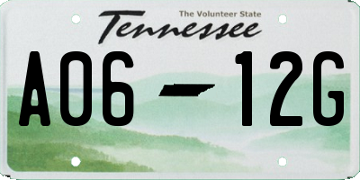 TN license plate A0612G
