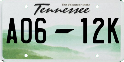 TN license plate A0612K