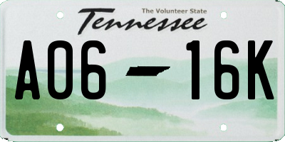 TN license plate A0616K