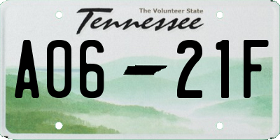TN license plate A0621F