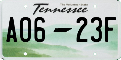 TN license plate A0623F