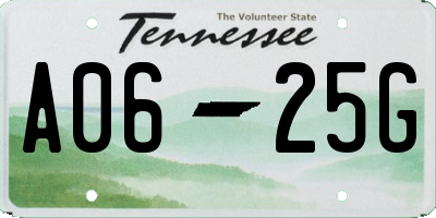 TN license plate A0625G