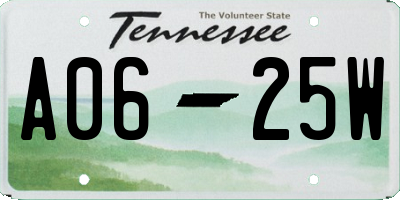 TN license plate A0625W