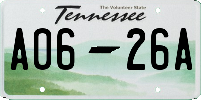 TN license plate A0626A