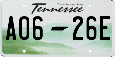TN license plate A0626E