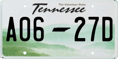 TN license plate A0627D