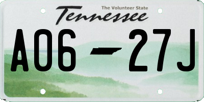 TN license plate A0627J