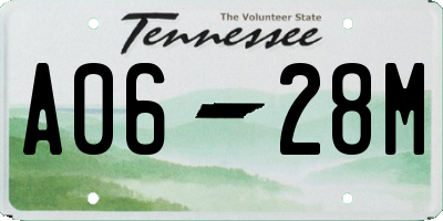 TN license plate A0628M
