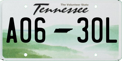 TN license plate A0630L