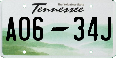 TN license plate A0634J