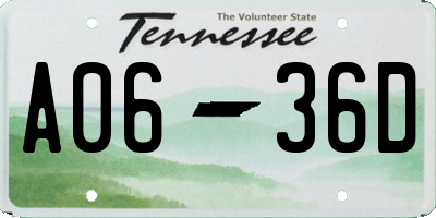 TN license plate A0636D