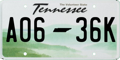TN license plate A0636K