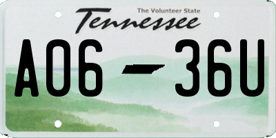 TN license plate A0636U