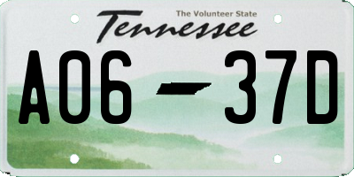TN license plate A0637D