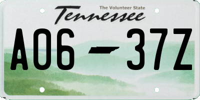 TN license plate A0637Z