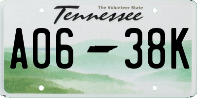 TN license plate A0638K
