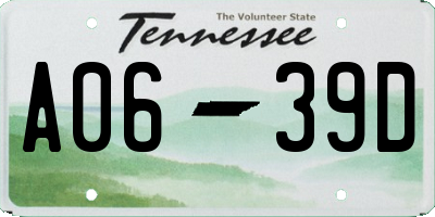 TN license plate A0639D