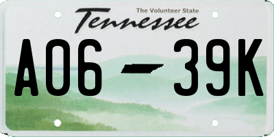 TN license plate A0639K