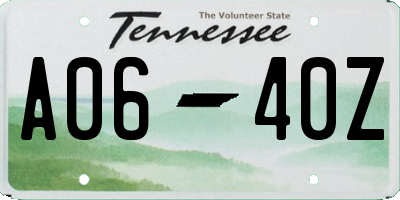 TN license plate A0640Z