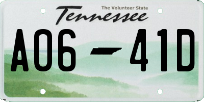 TN license plate A0641D