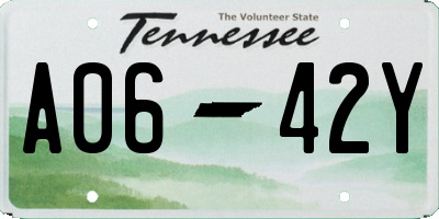 TN license plate A0642Y