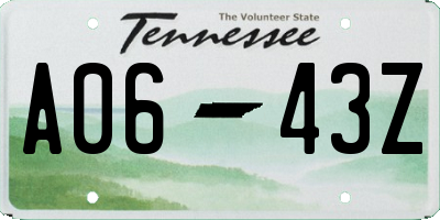 TN license plate A0643Z