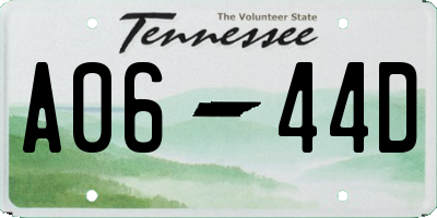 TN license plate A0644D