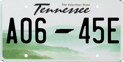 TN license plate A0645E