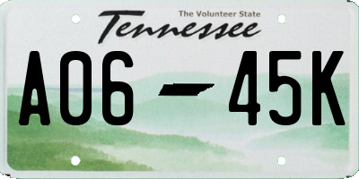 TN license plate A0645K