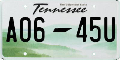 TN license plate A0645U