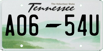 TN license plate A0654U