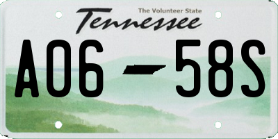 TN license plate A0658S