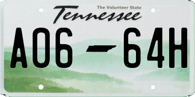 TN license plate A0664H