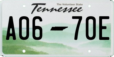 TN license plate A0670E