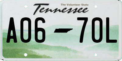 TN license plate A0670L